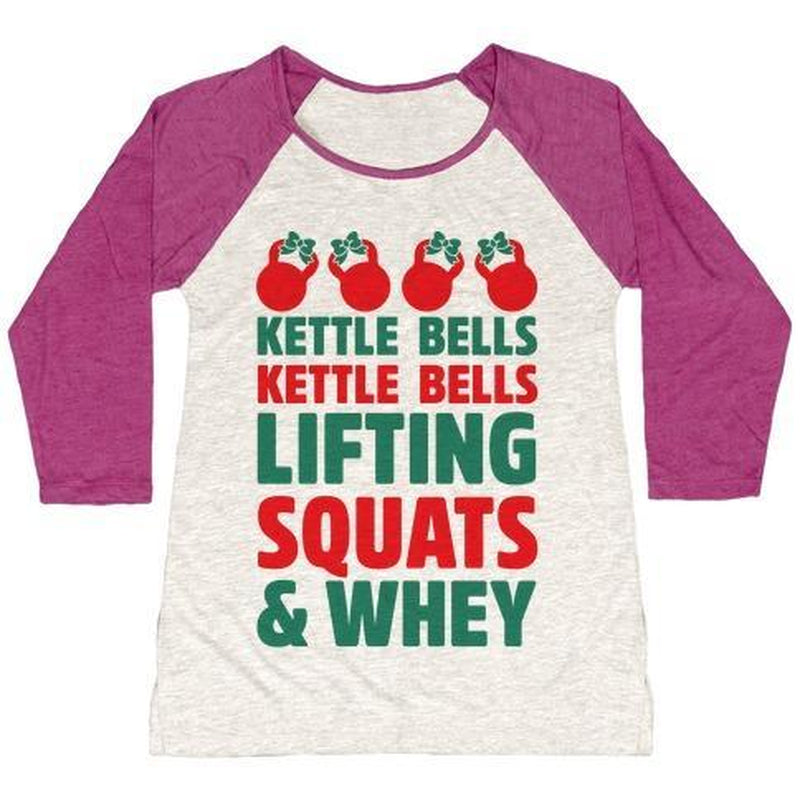 KETTLE BELLS KETTLE BELLS LIFTING SQUATS and WHEY WOMEN'S TRI-BLEND BASEBALL TEE