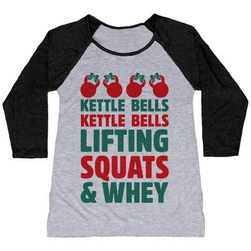 KETTLE BELLS KETTLE BELLS LIFTING SQUATS and WHEY WOMEN'S TRI-BLEND BASEBALL TEE