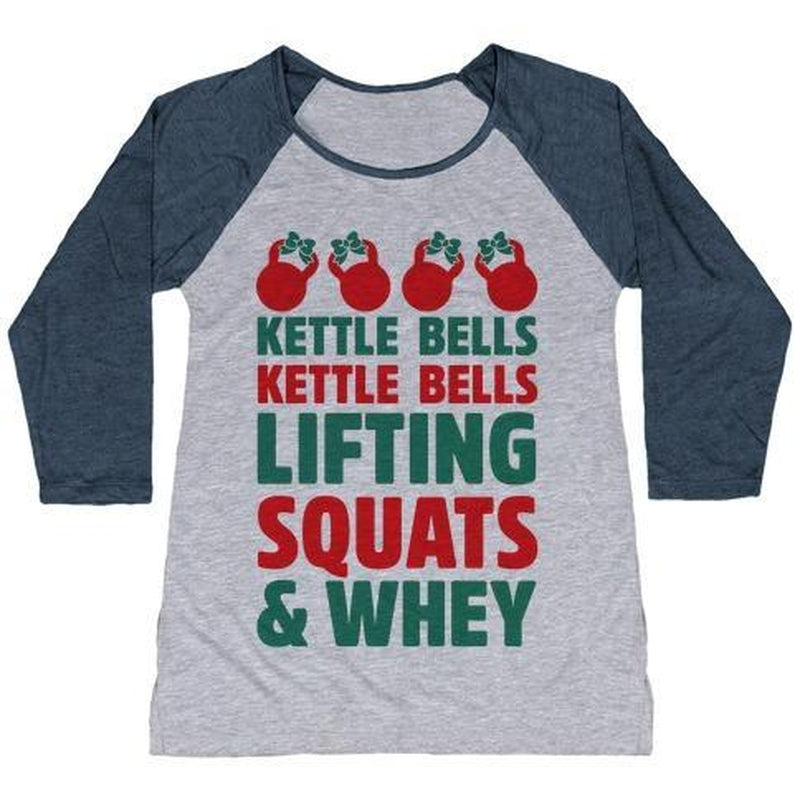 KETTLE BELLS KETTLE BELLS LIFTING SQUATS and WHEY WOMEN'S TRI-BLEND BASEBALL TEE